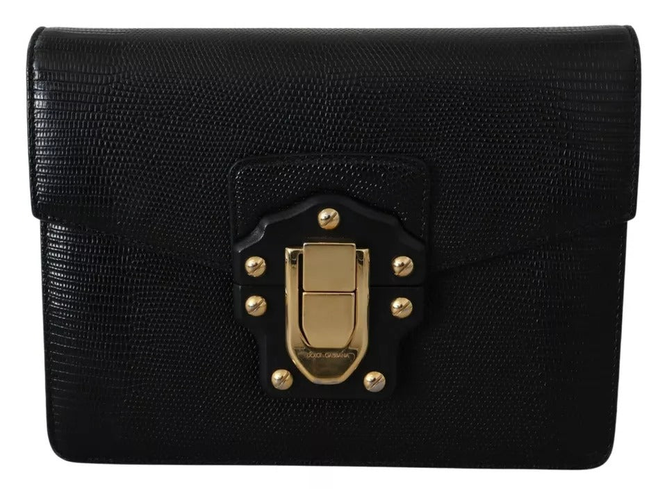 Dolce & Gabbana Black Leather Gold Metal Mini Women Purse Bag Lucia Wallet