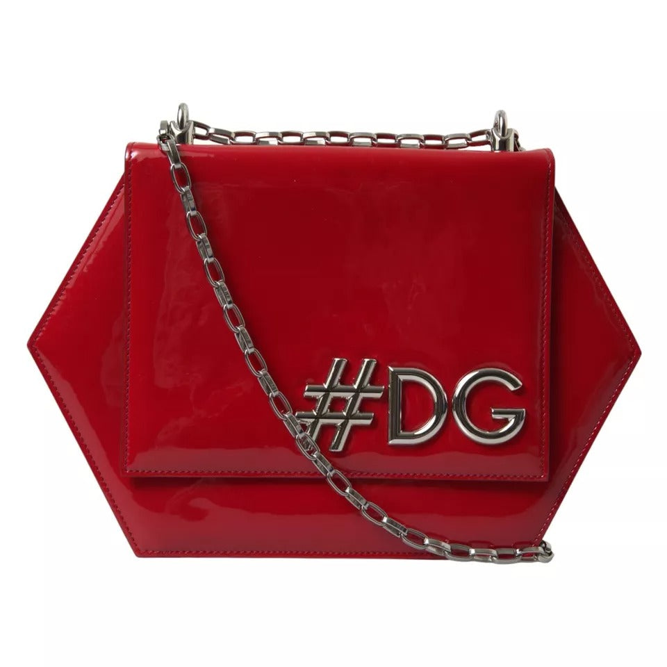 Dolce & Gabbana Red Patent Leather DG GIRLS Clutch Shoulder Bag