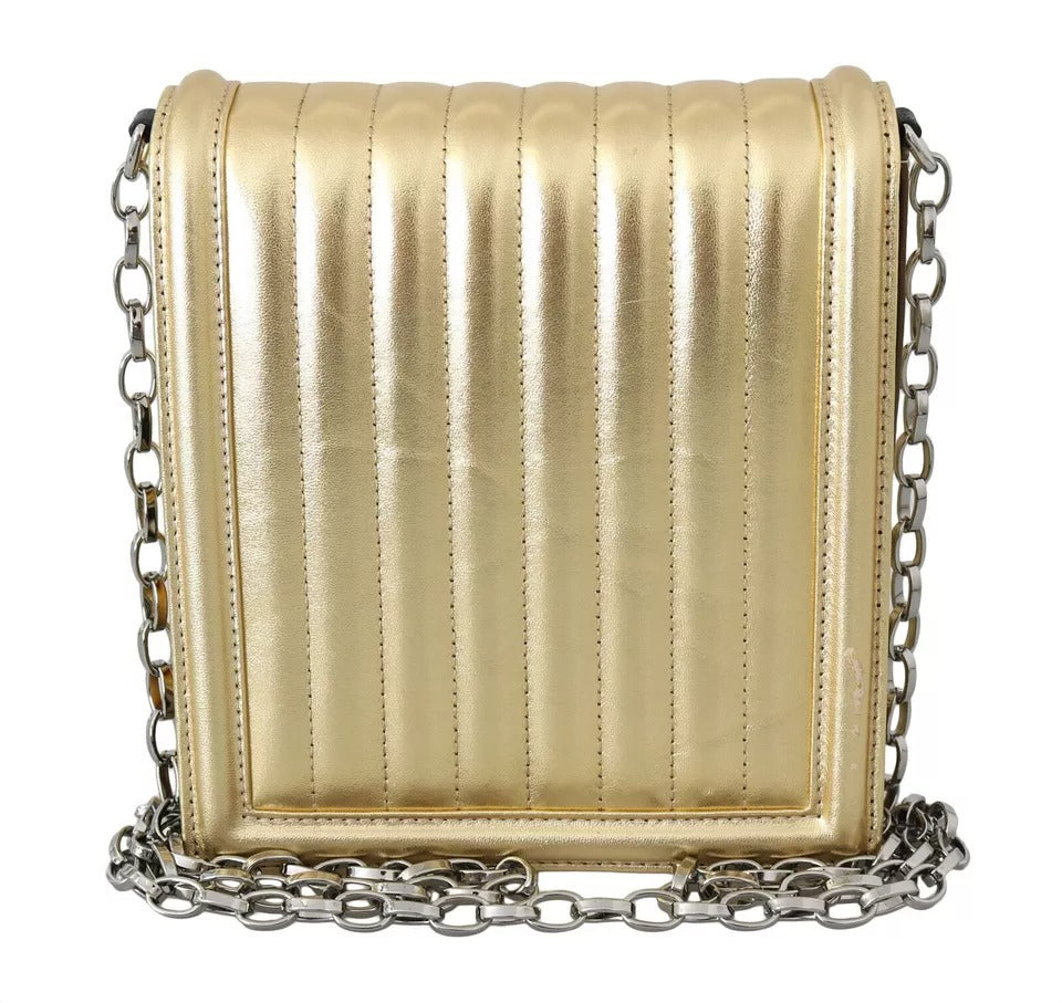 Dolce & Gabbana Gold Shoulder #DG GIRLS Leather Sling Clutch Purse Bag