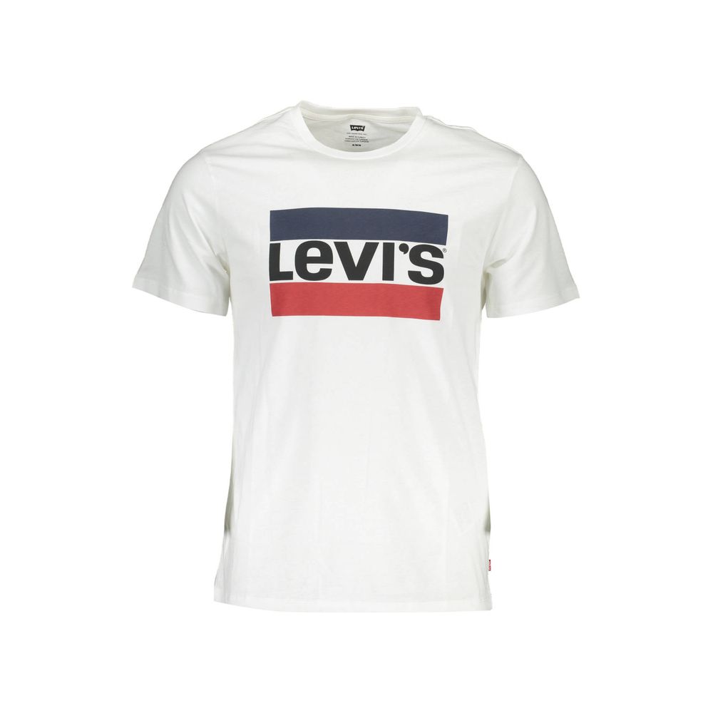 Levi's Crisp White Crew Neck Cotton Tee with Logo Print