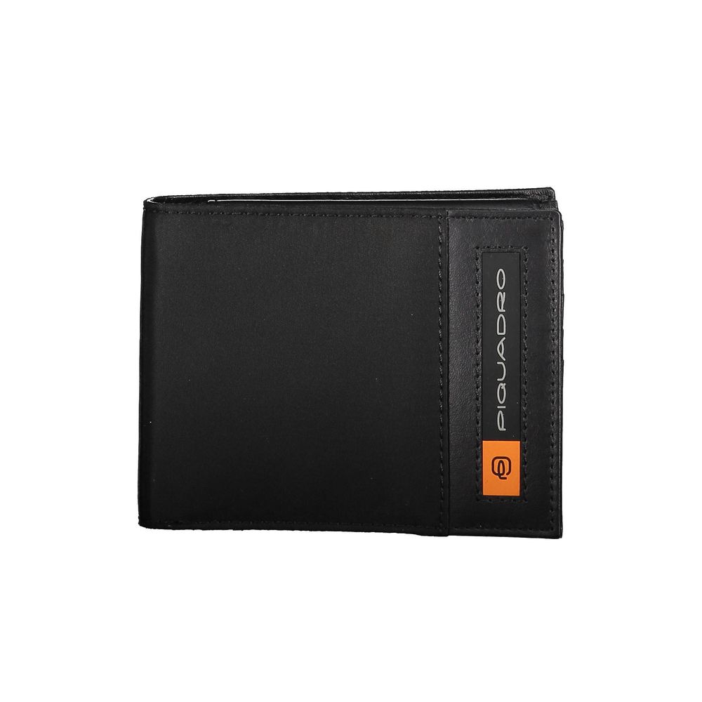 Piquadro Eco-Chic Contrast Detailed Black Wallet