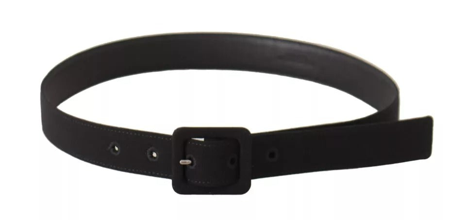 Dolce & Gabbana Black Velvet Leather Logo Waist Buckle Belt