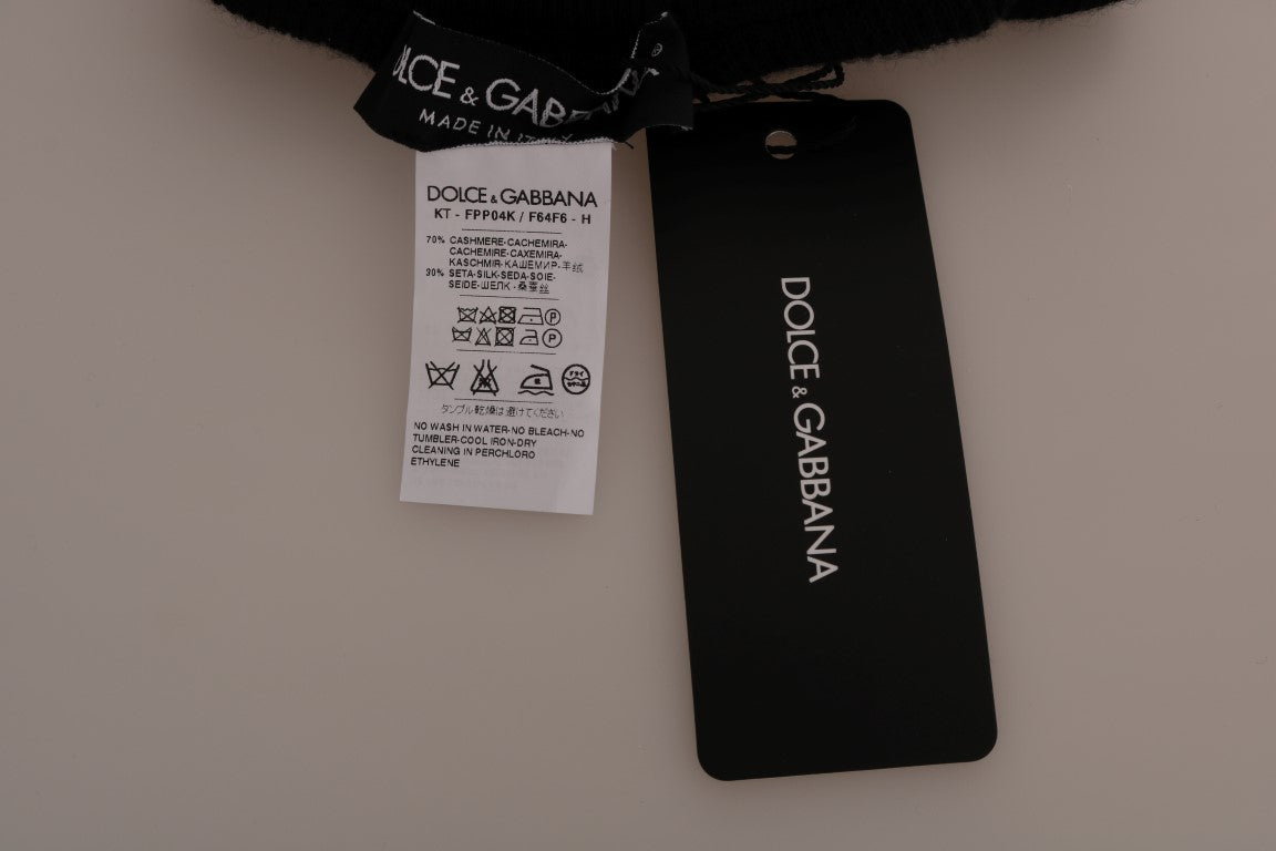 Dolce &amp; Gabbana Pantalon stretch en soie et cachemire noir élégant