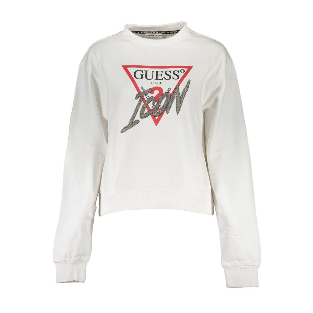 Guess Jeans Chic Sweat Blanc Imprimé avec Strass