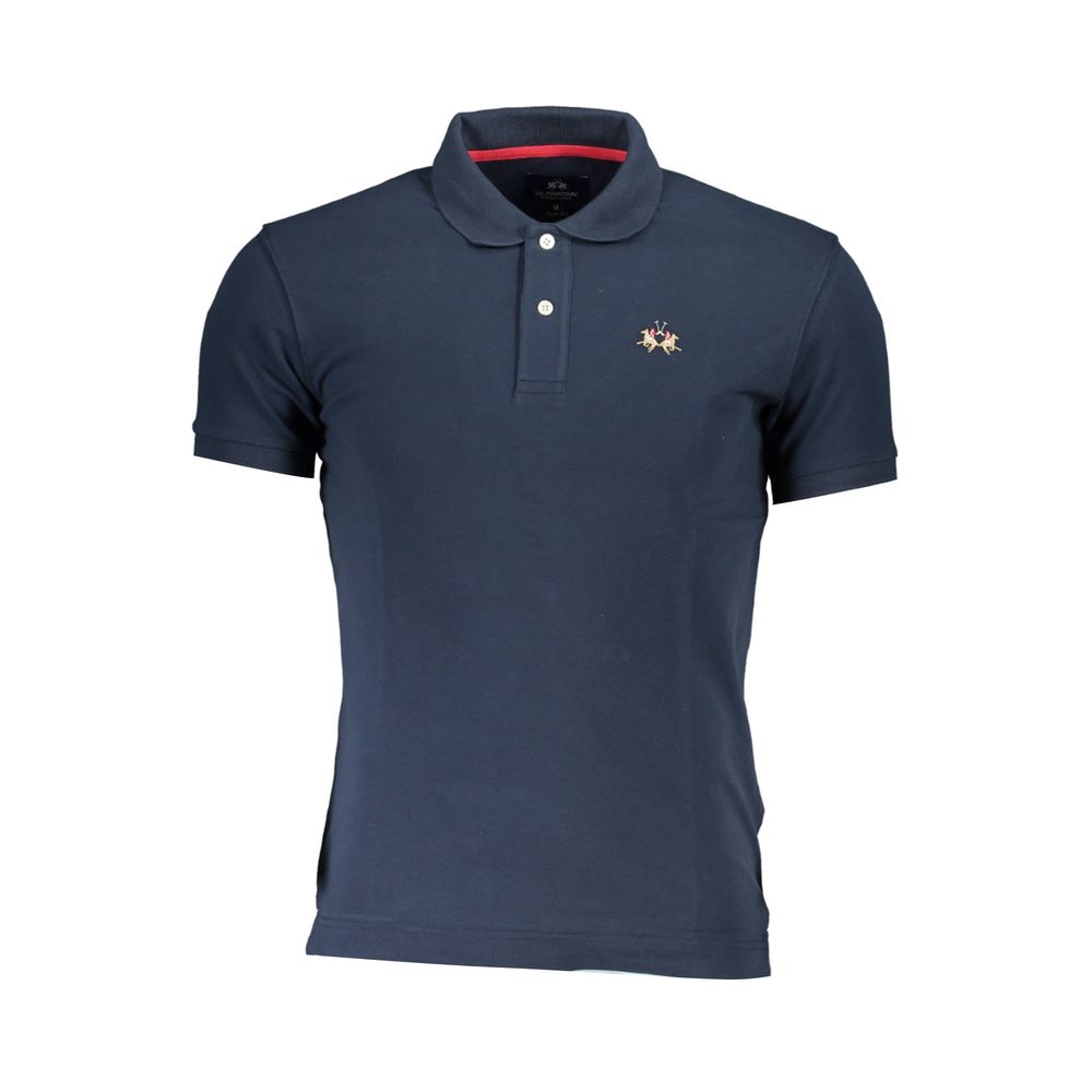 La Martina Blue Cotton Men Polo Shirt