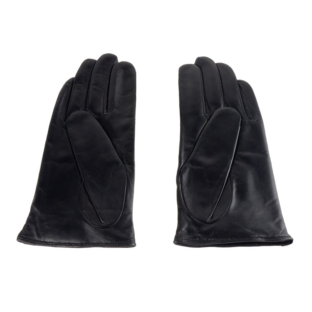 Gants élégants en cuir d'agneau noir et bleu Cavalli Class