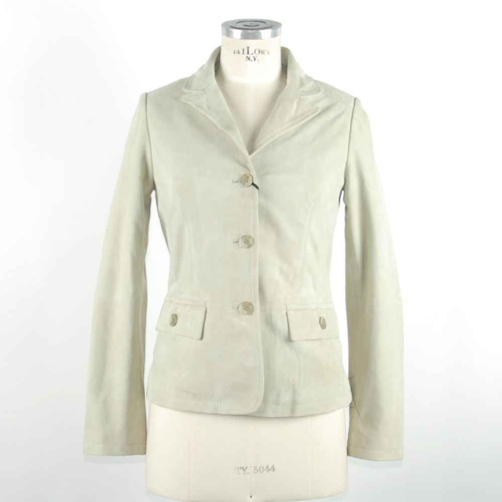 Veste en cuir blanche chic par Emilio Romanelli