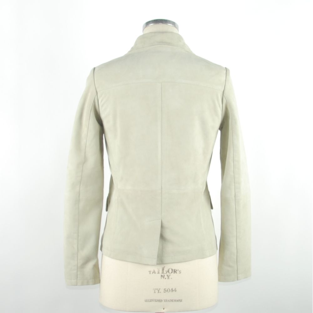 Veste en cuir blanche chic par Emilio Romanelli