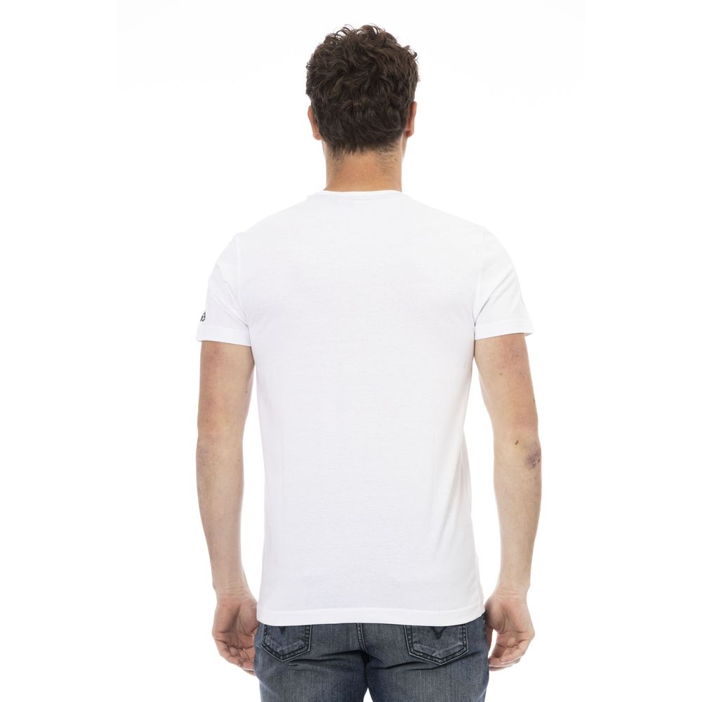 Trussardi Action - T-shirt graphique blanc élégant avec imprimé artistique