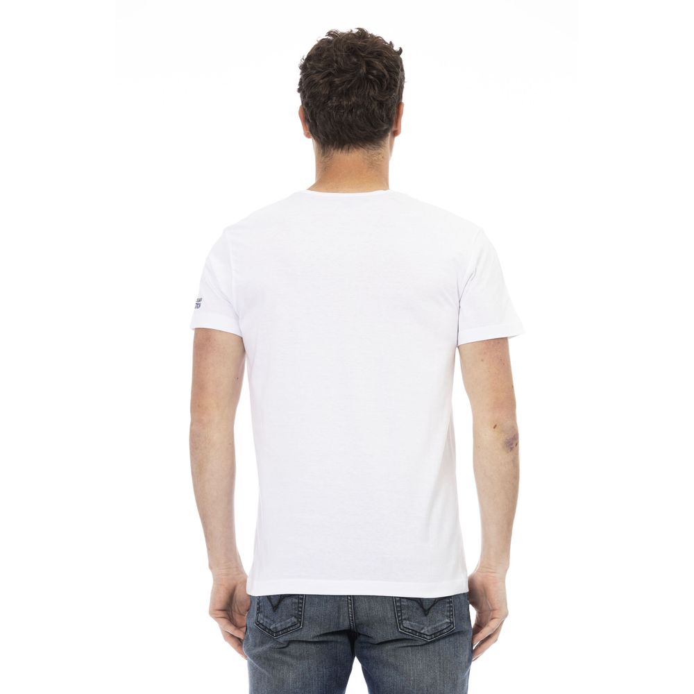 Trussardi Action - T-shirt blanc élégant avec imprimé artistique sur le devant