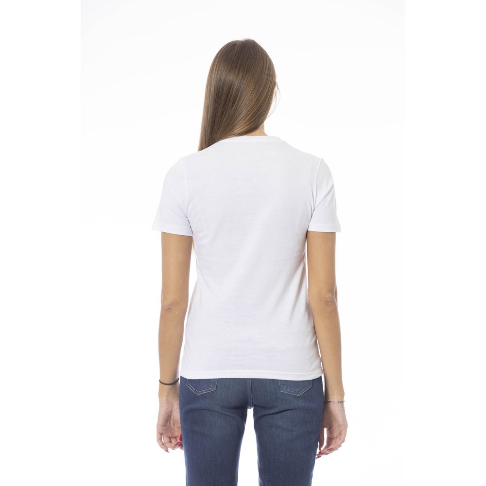 Baldinini Trend Chic T-shirt en coton blanc avec détail signature