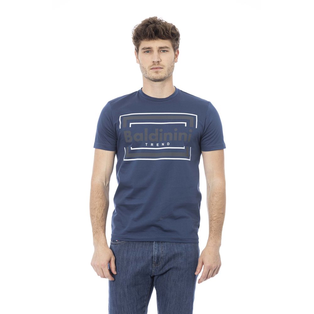 Baldinini Trend Chic T-shirt en coton bleu avec imprimé sur le devant