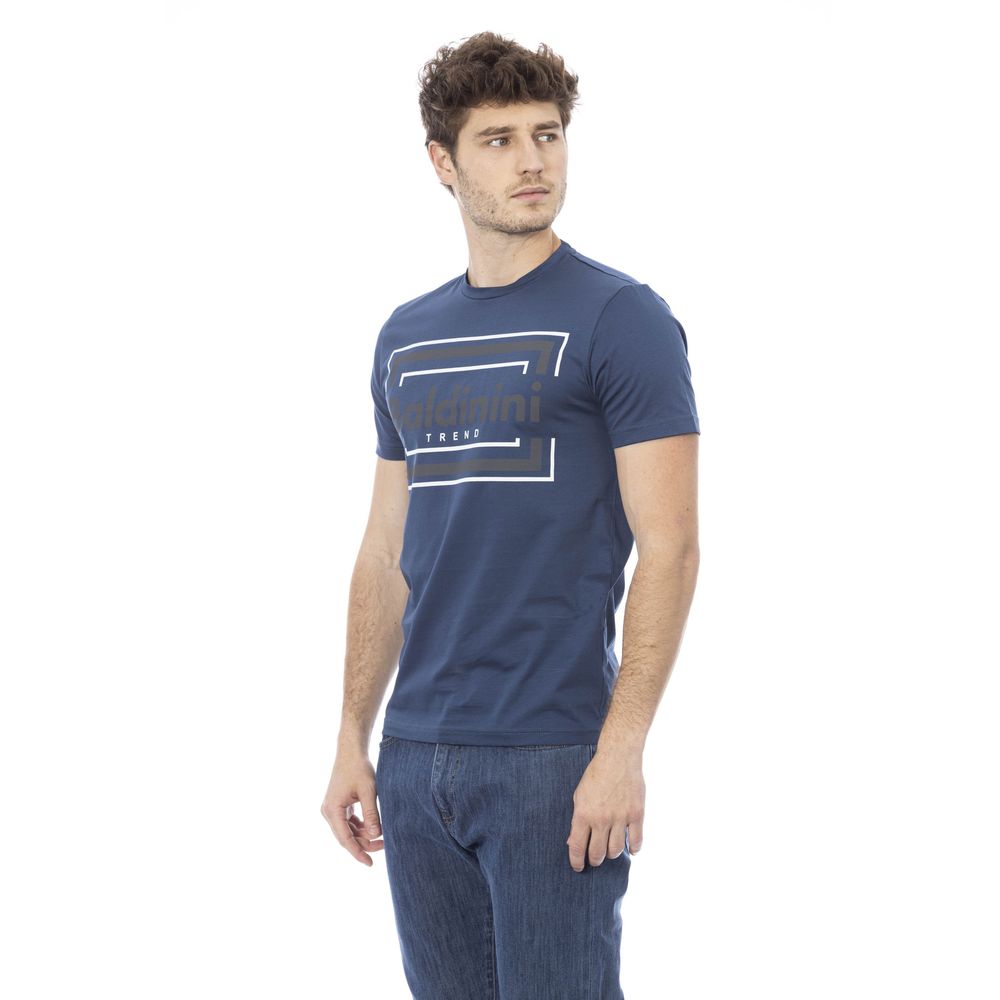 Baldinini Trend Chic T-shirt en coton bleu avec imprimé sur le devant