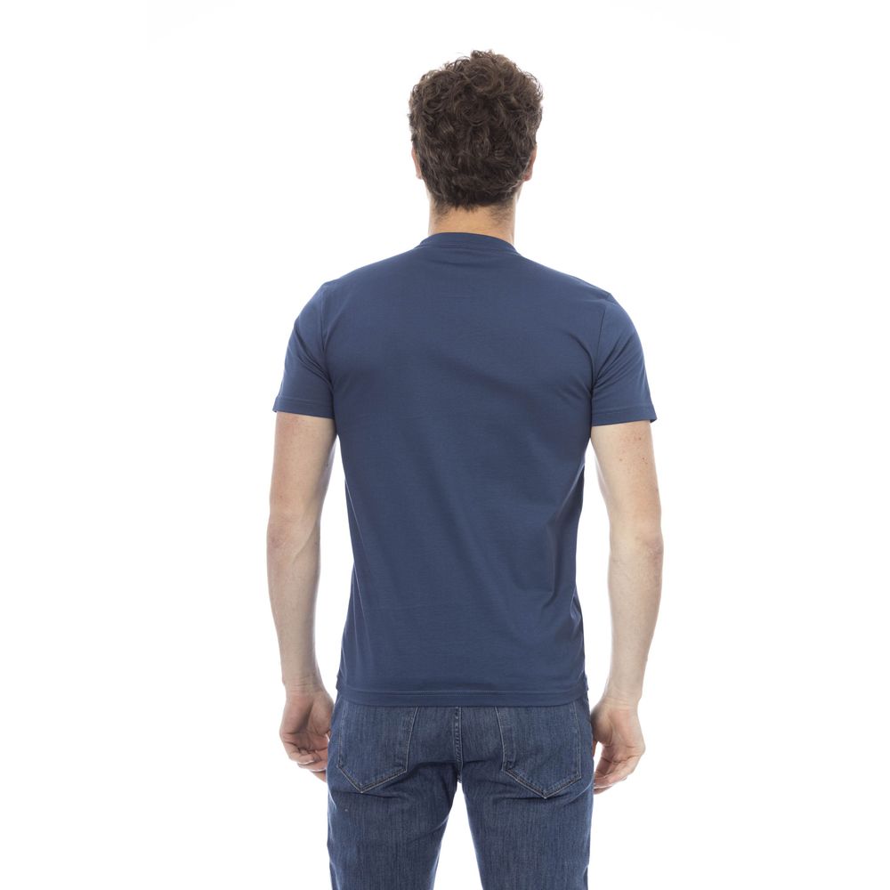 Baldinini Trend Chic T-shirt en coton bleu avec imprimé sur le devant