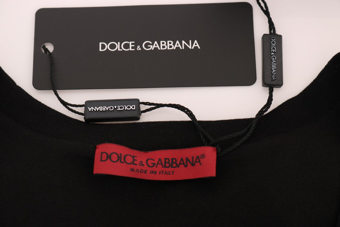 Dolce &amp; Gabbana Blouse caraco noire à paillettes et fleurs