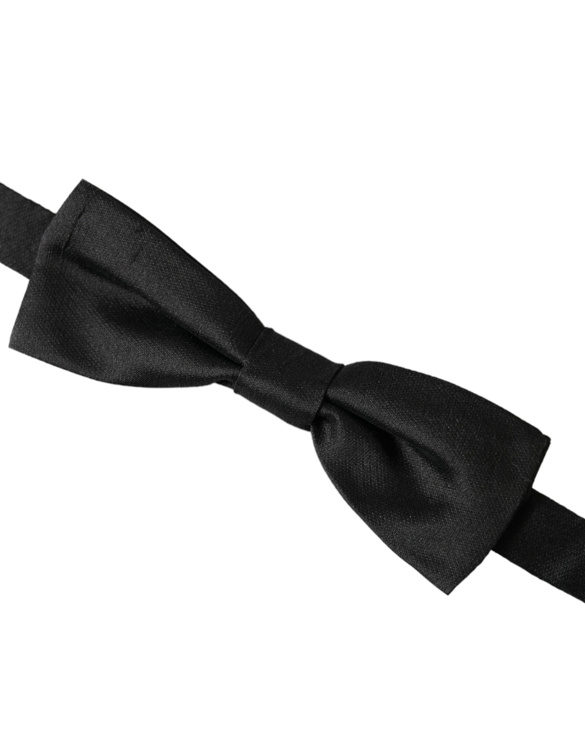 Dolce & Gabbana Black Silk Adjustable Neck Men Bow Tie