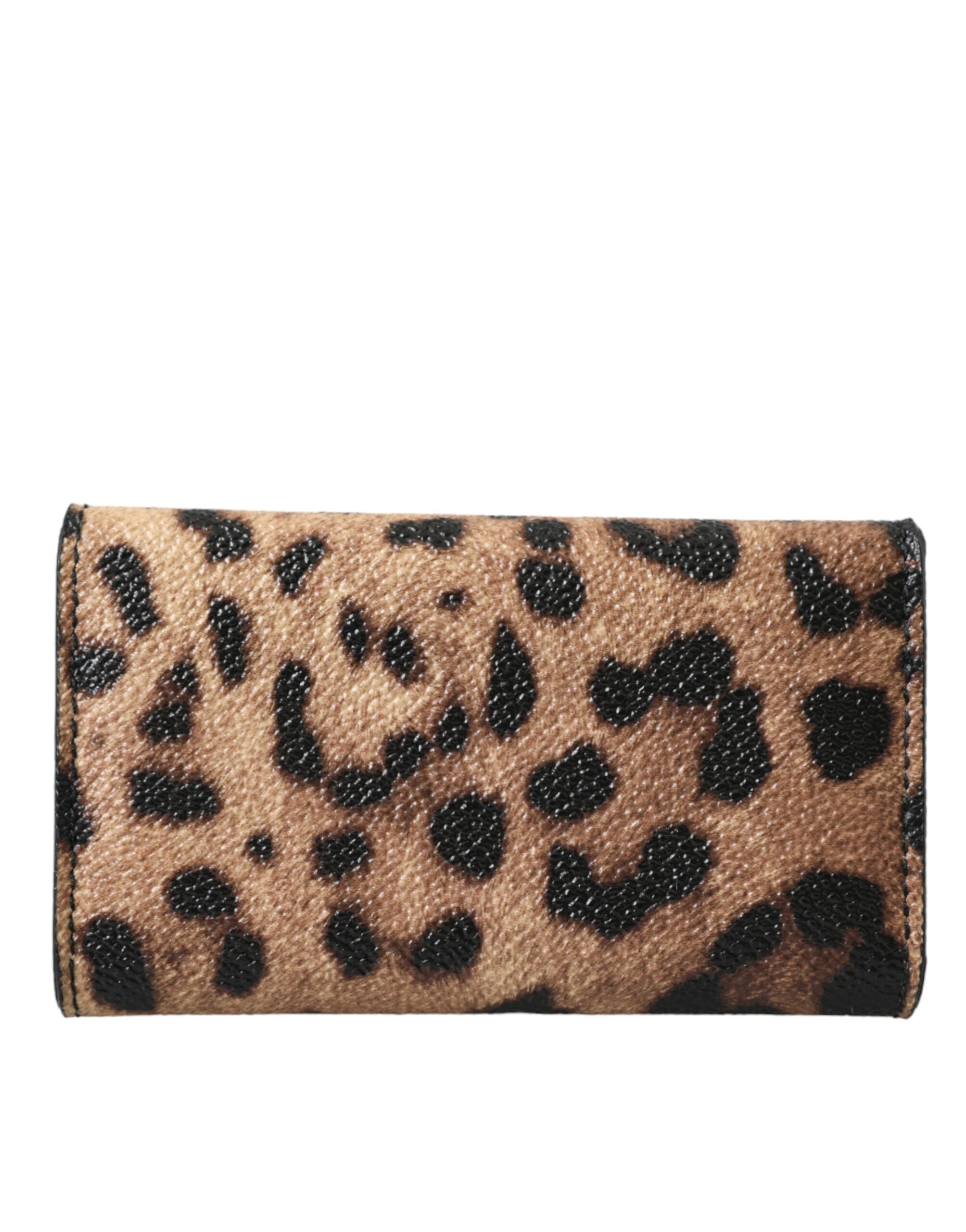 Dolce & Gabbana Brown Leopard PVC Pouch Key Holder Case Keyring