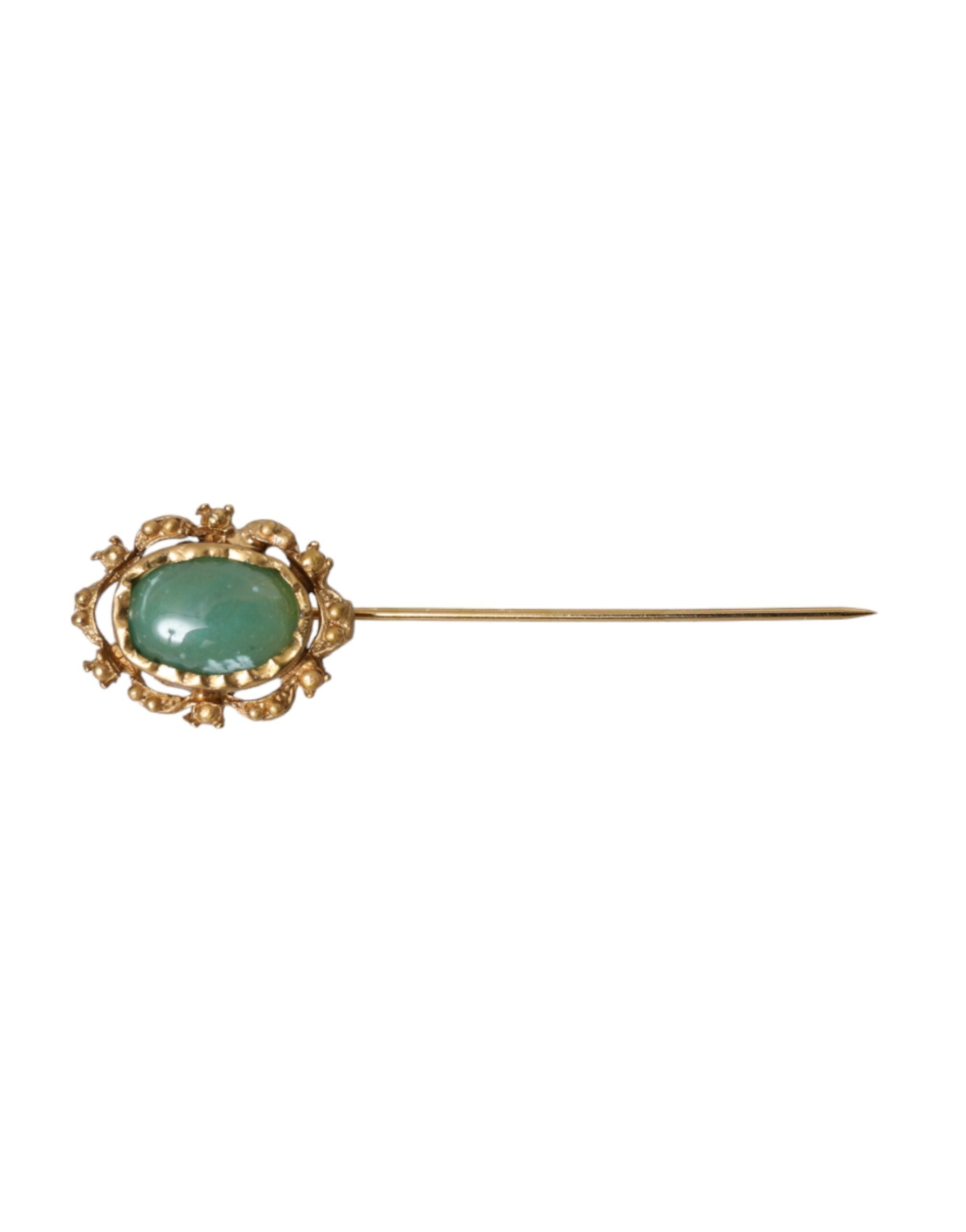 Dolce & Gabbana Gold Tone Brass Oval Gem Stone Men Pin Brooch