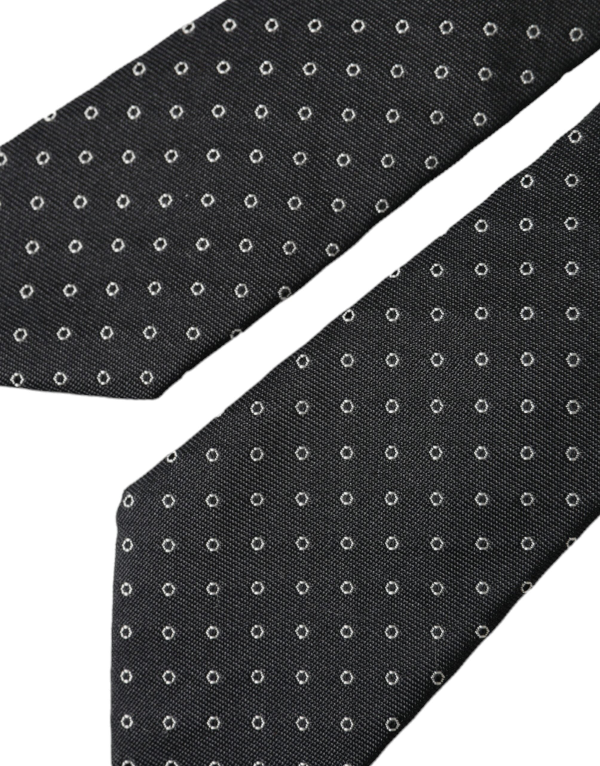 Dolce & Gabbana Black Circle Fantasy Adjustable Necktie Men Tie