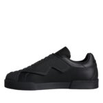 Dolce & Gabbana Black Leather Slip On Low Top Sneakers Shoes