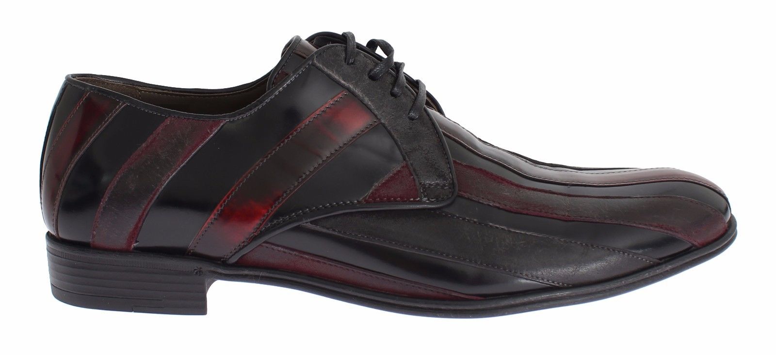 Dolce &amp; Gabbana Élégantes chaussures habillées en cuir rayé bordeaux noir