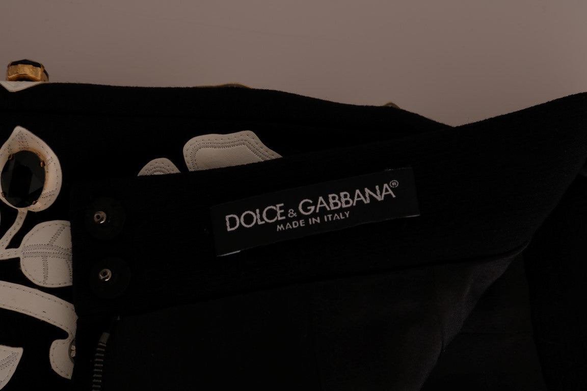 Dolce &amp; Gabbana Jupe crayon en cristal baroque floral noir et blanc