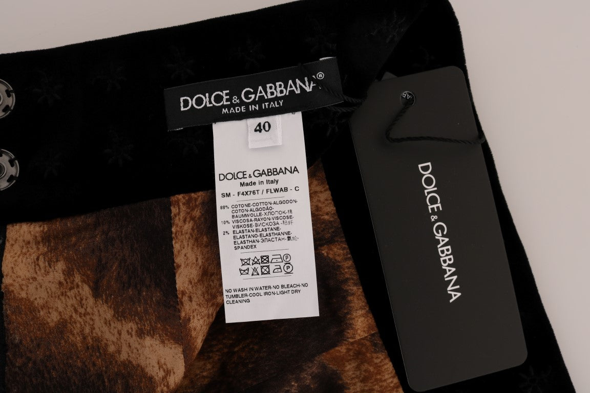 Dolce &amp; Gabbana Jupe crayon en velours brodé baroque