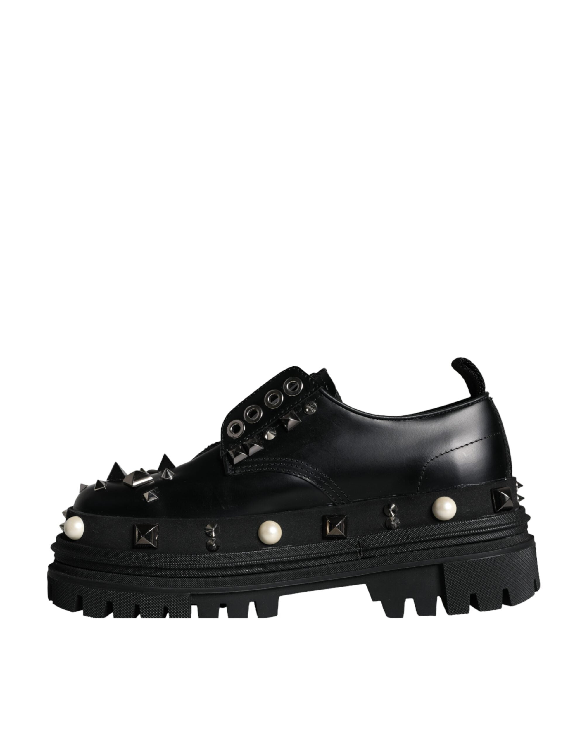 Dolce & Gabbana Black Trekking Studded Derby Sneakers Shoes