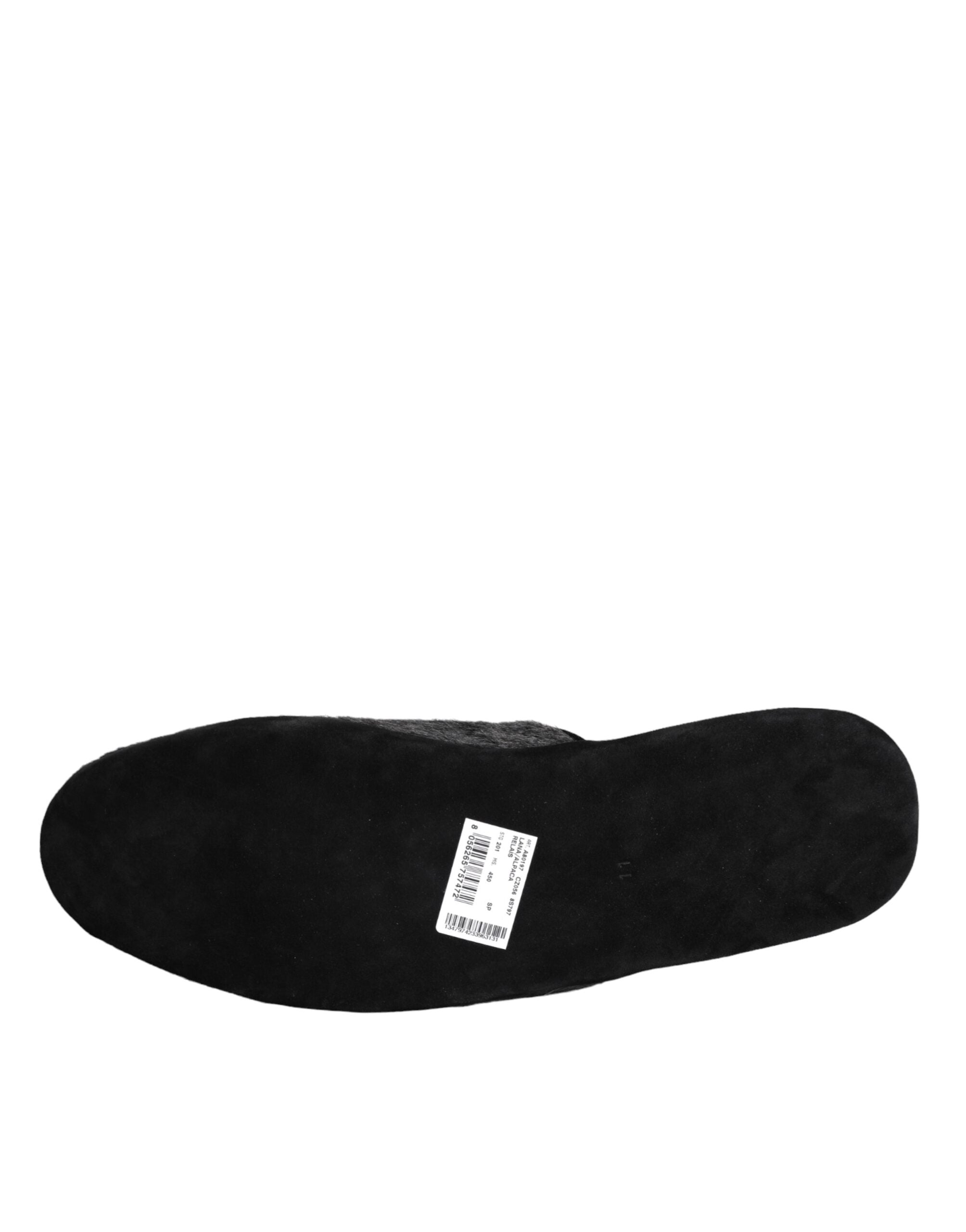 Dolce & Gabbana Black Faux Fur Slides Slippers Slip On Shoes