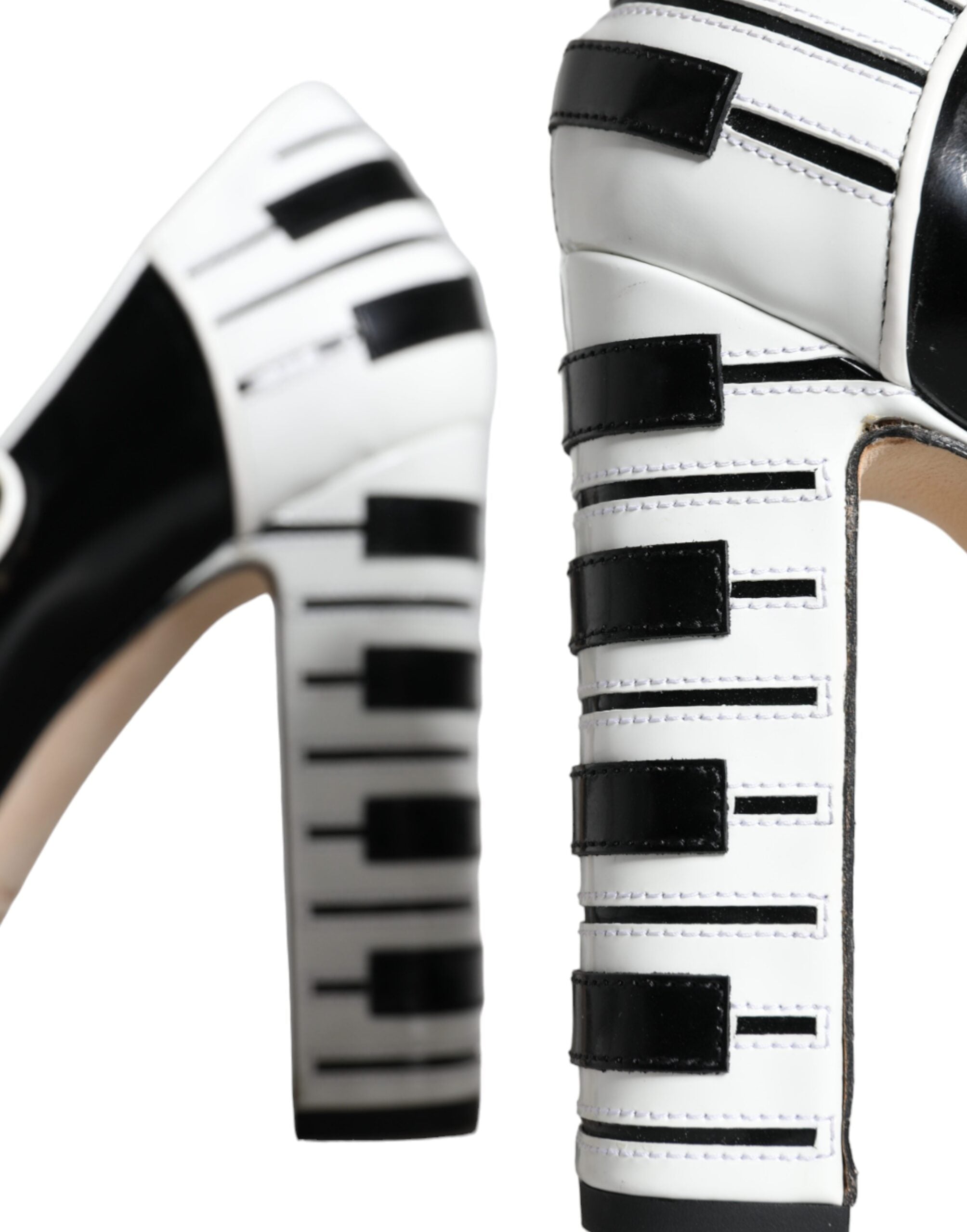 Dolce & Gabbana Black White Piano Keys Mary Janes Heels Shoes