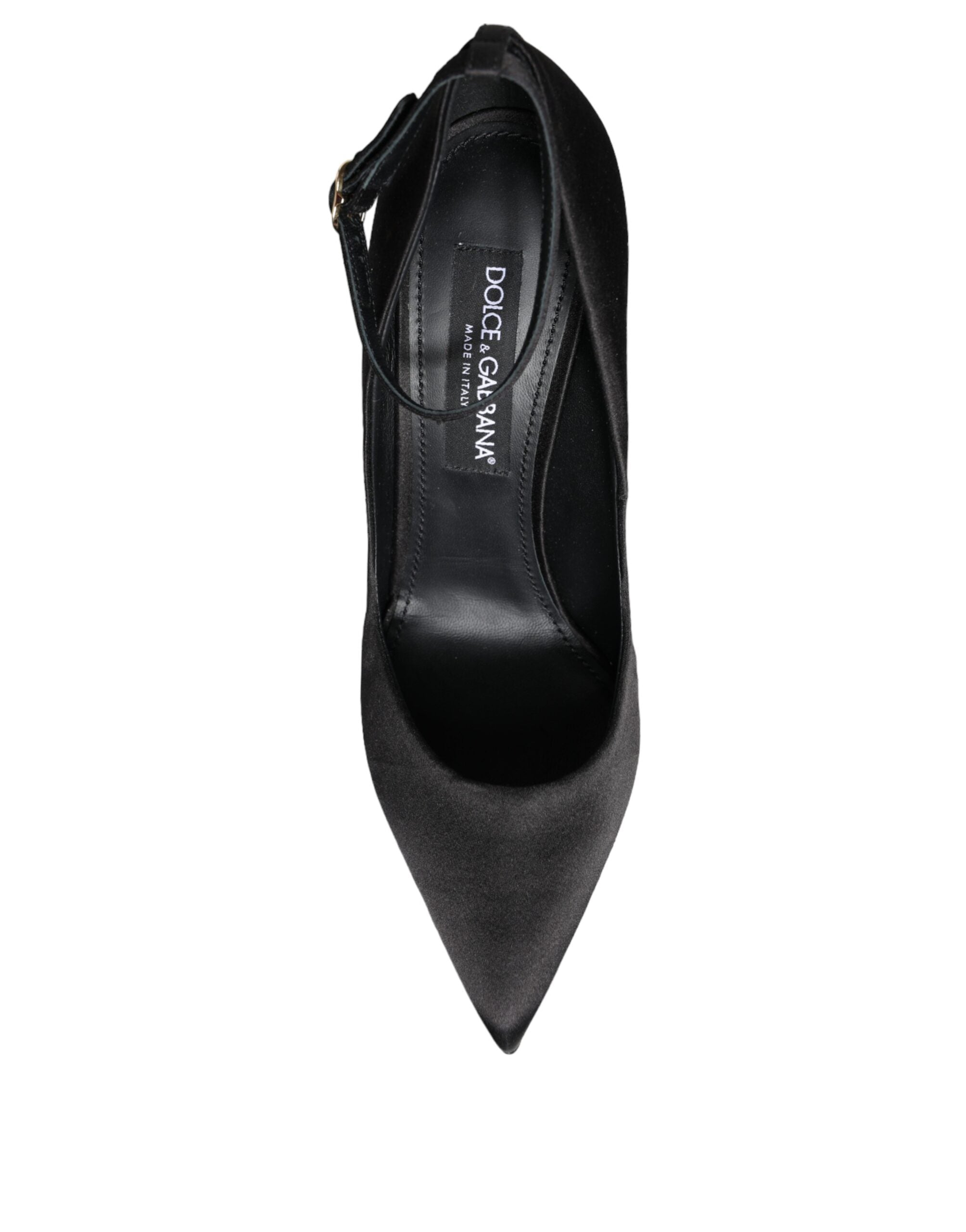 Dolce & Gabbana Black Satin Ankle Strap Heels Pumps Shoes