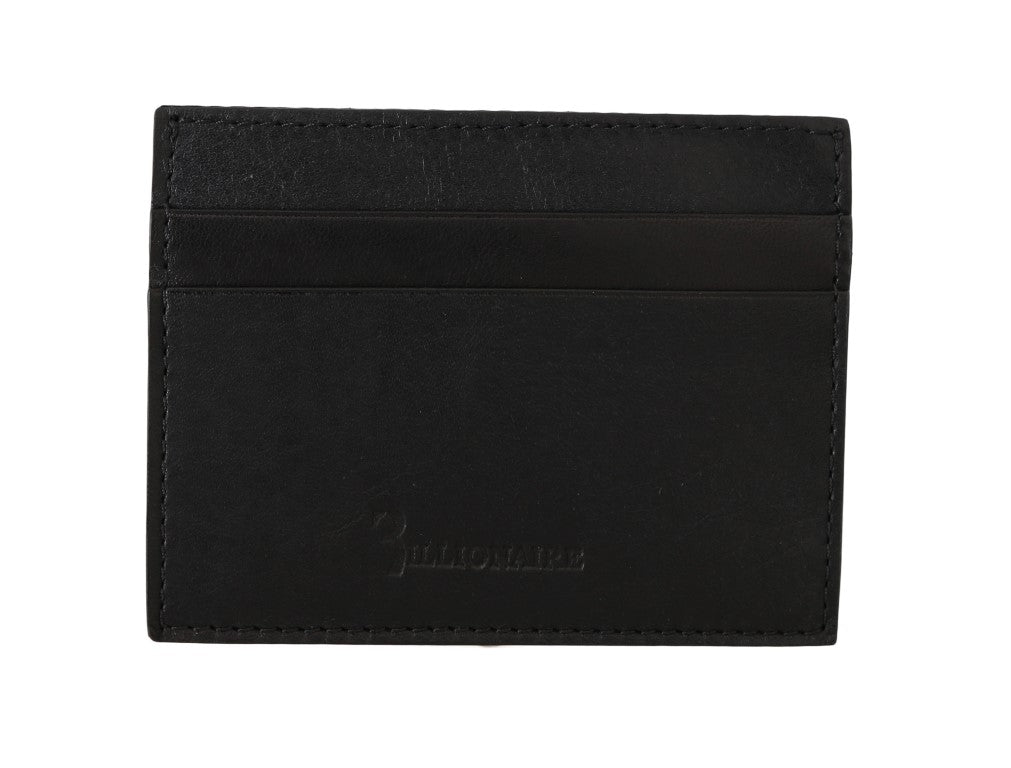 Portefeuille pour homme en cuir noir exquis Billionaire Italian Couture