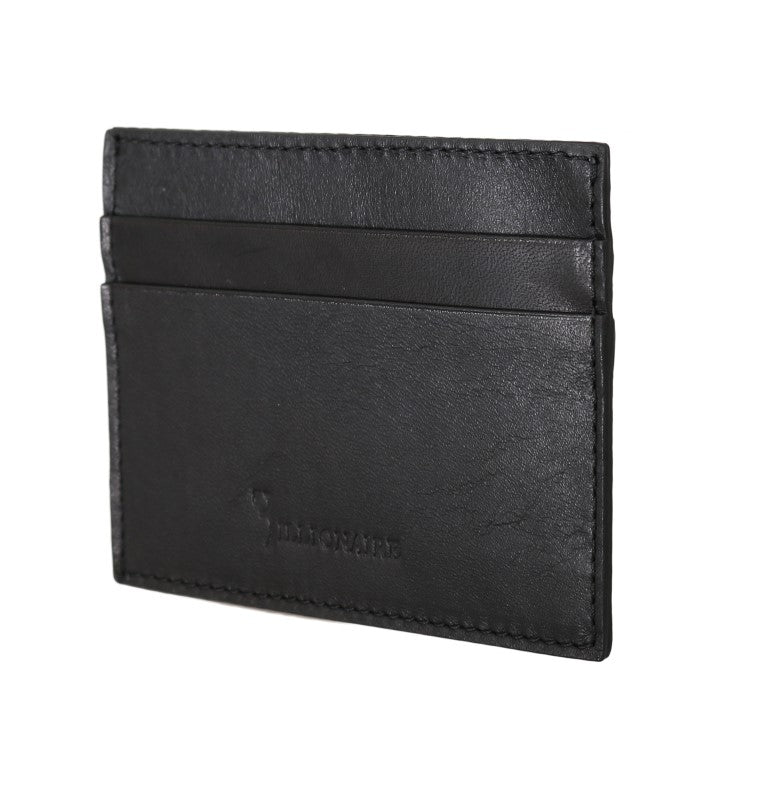 Portefeuille pour homme en cuir noir exquis Billionaire Italian Couture