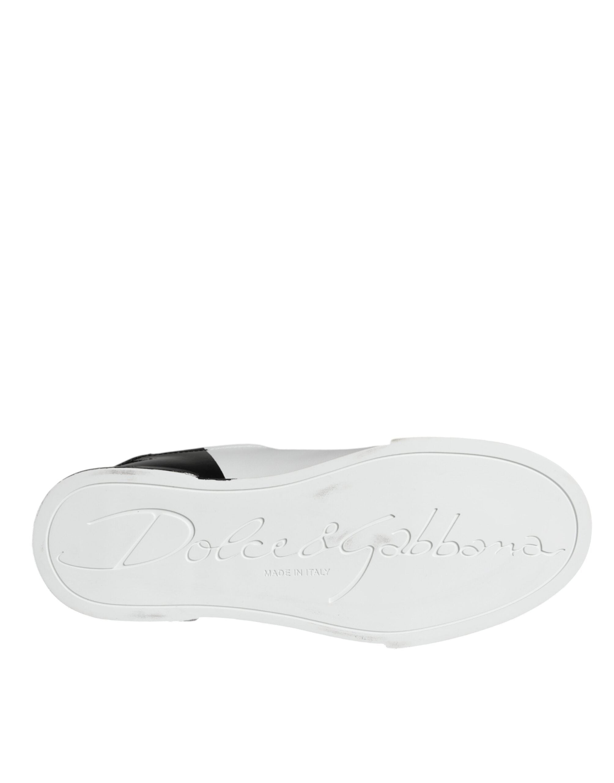 Dolce & Gabbana White Black Portofino Low Top Sneakers Shoes