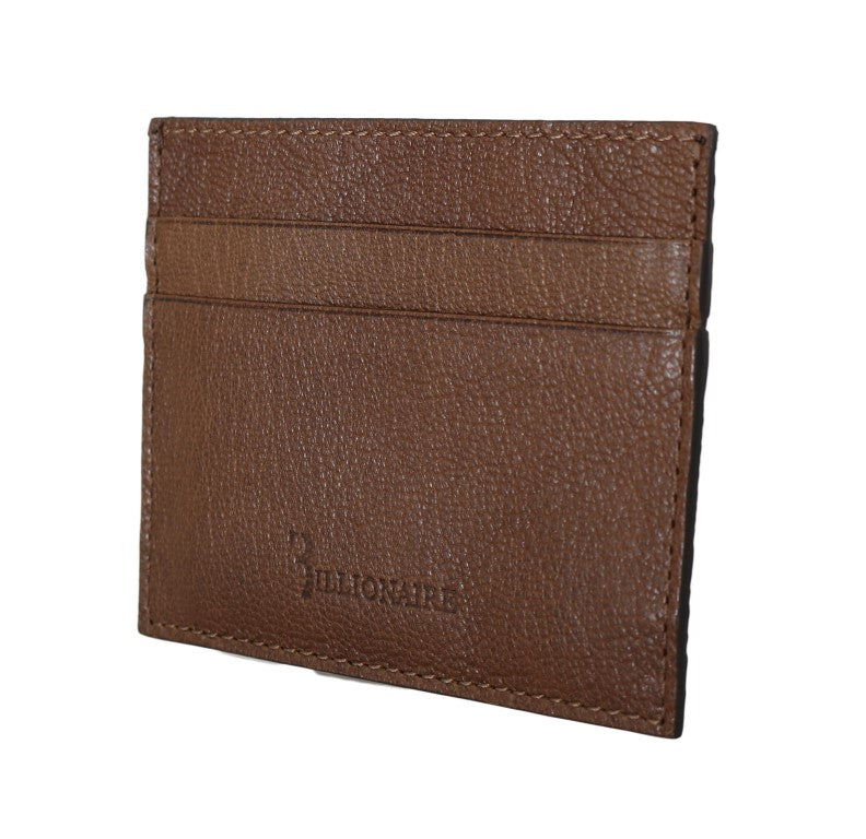 Billionaire Italian Couture Portefeuille en cuir élégant pour homme en marron