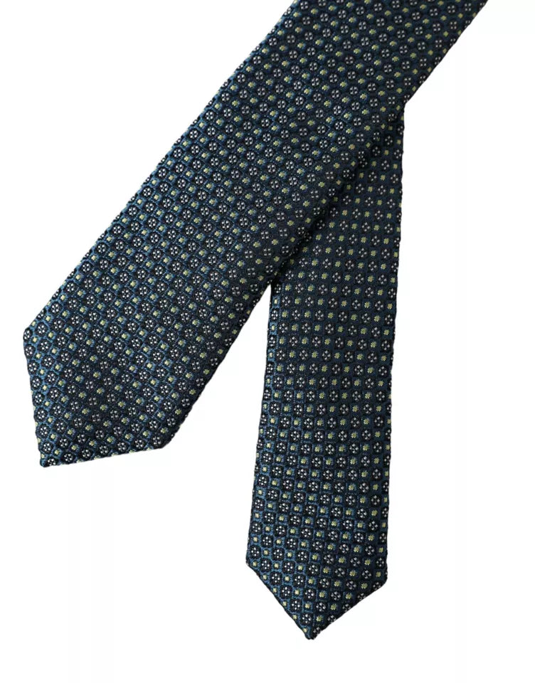 Dolce & Gabbana Green Patterned 100% Silk Adjustable Men Tie