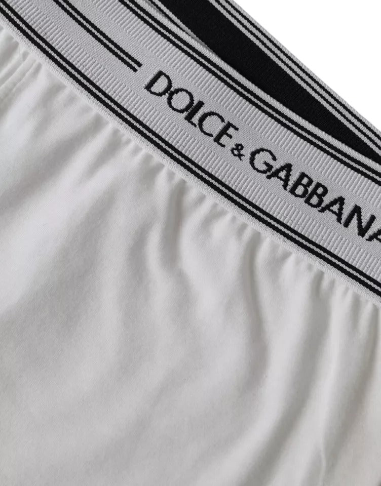 Dolce & Gabbana White Cotton Blend Regular Boxer Shorts Underwear