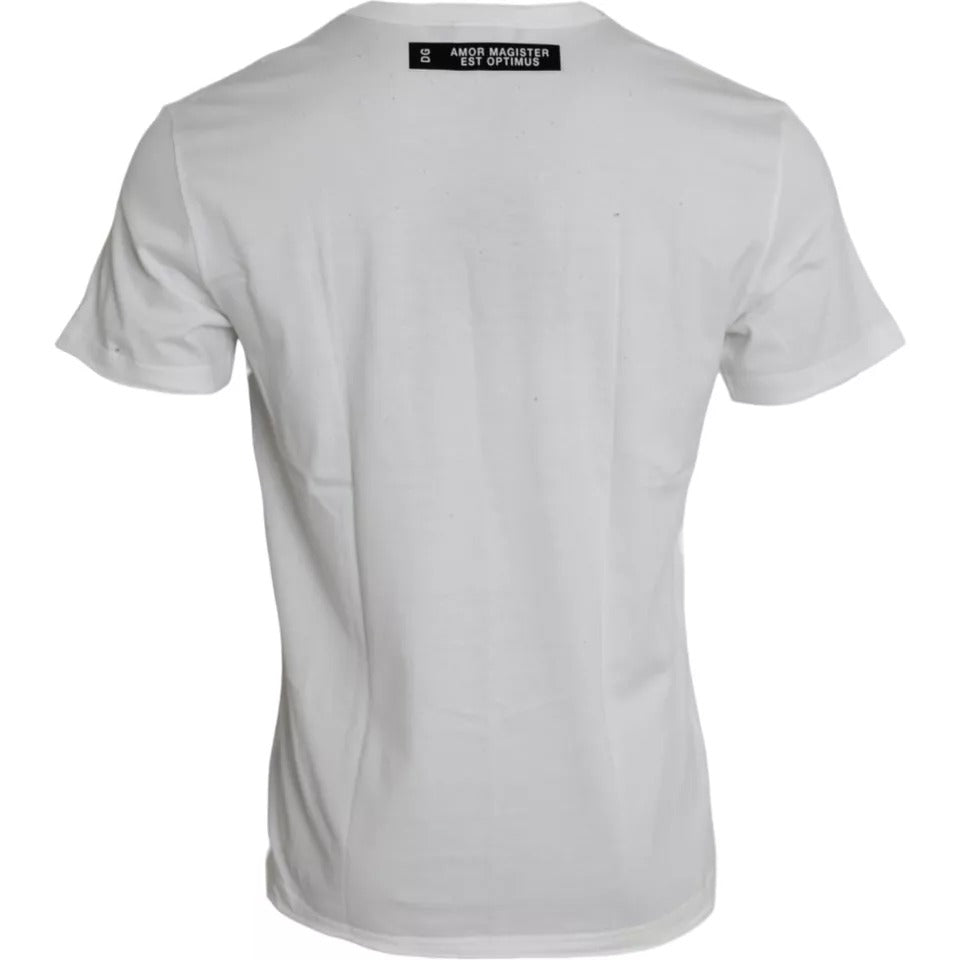 Dolce & Gabbana White Graphic Print Cotton Crew Neck T-shirt