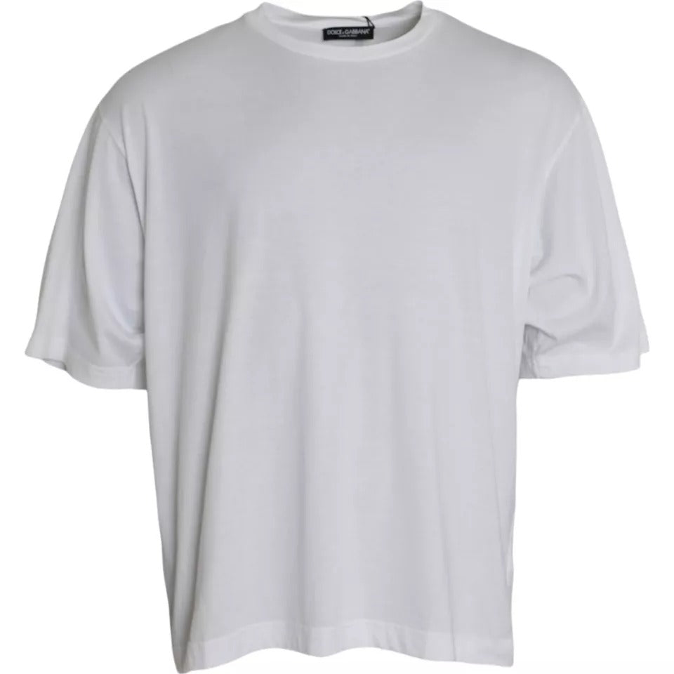 Dolce & Gabbana White Cotton Round Neck Short Sleeve T-shirt