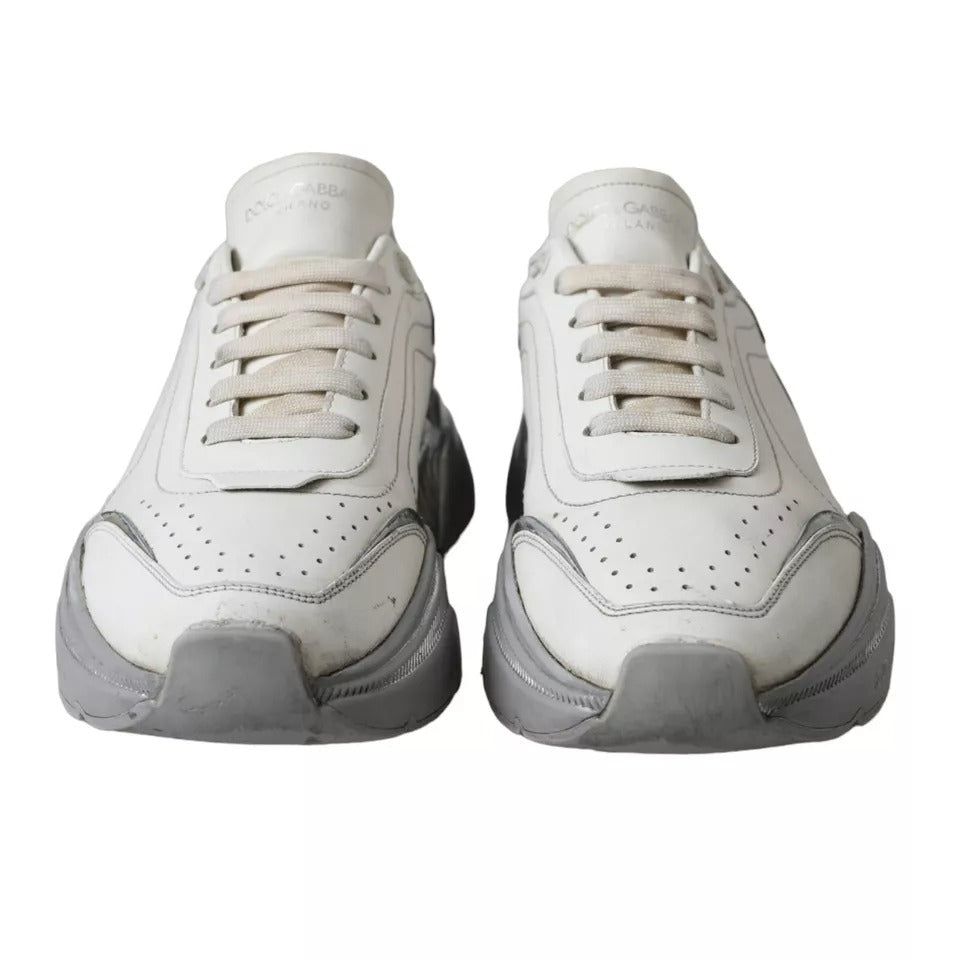 Dolce & Gabbana White Silver Daymaster Low Top Sneakers Shoes