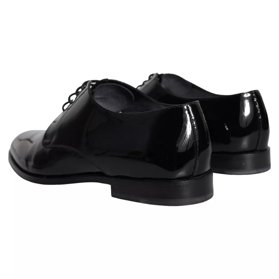 Dolce & Gabbana Black Calfskin Leather Derby Men Dress Shoes