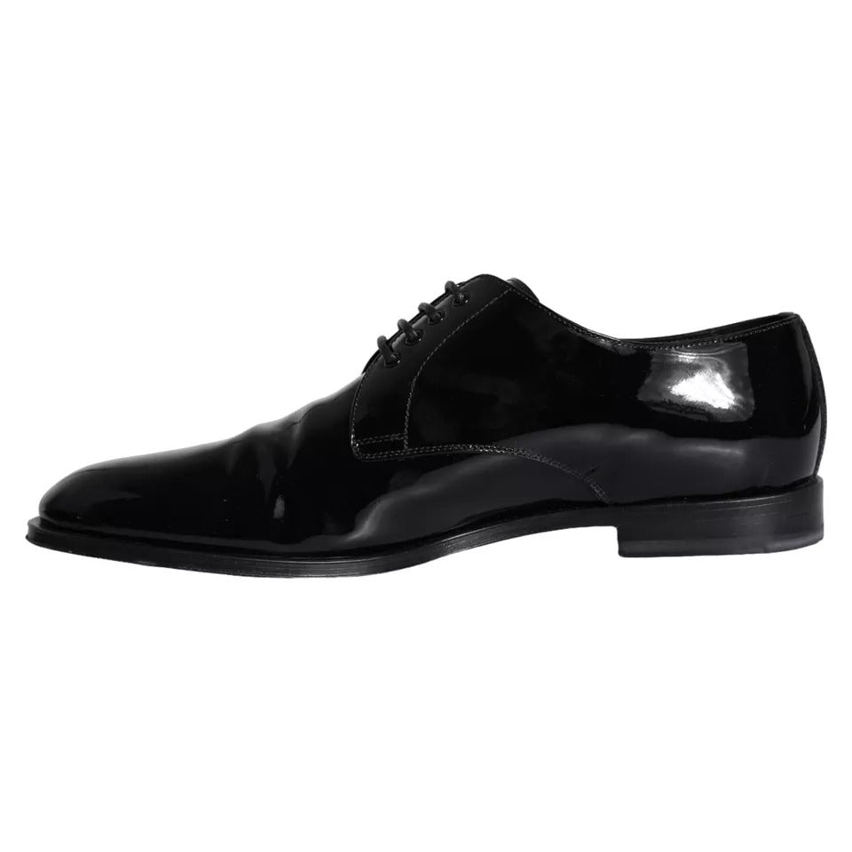 Dolce & Gabbana Black Calfskin Leather Derby Men Dress Shoes