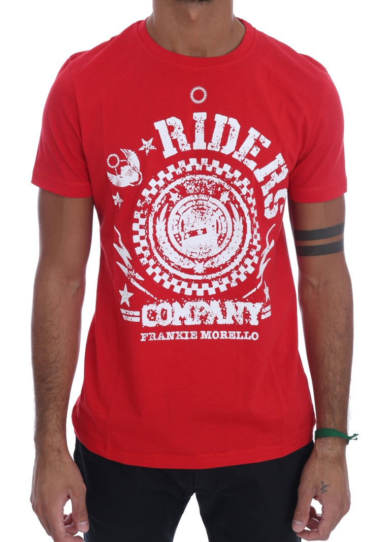 T-shirt à col rond Frankie Morello Chic rouge 'RIDERS'