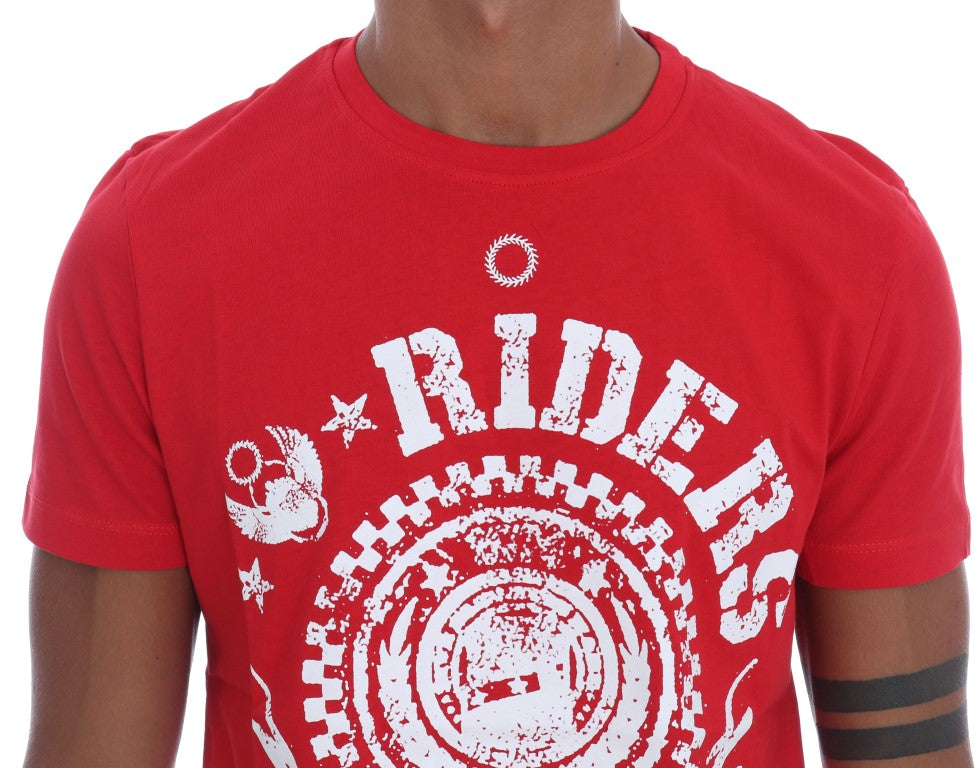 T-shirt à col rond Frankie Morello Chic rouge 'RIDERS'