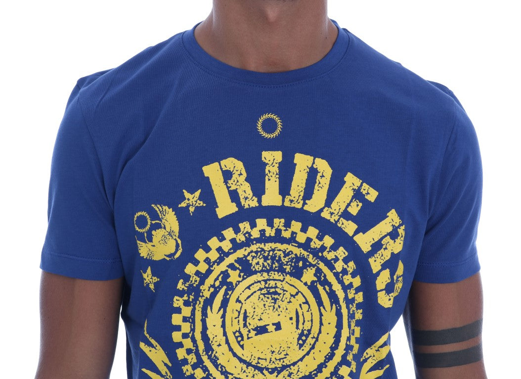 Frankie Morello T-shirt en coton à motif Blue Riders élégant