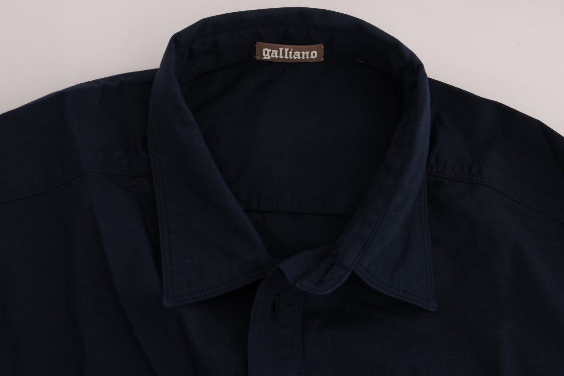 John Galliano Chemise décontractée en coton bleu élégant