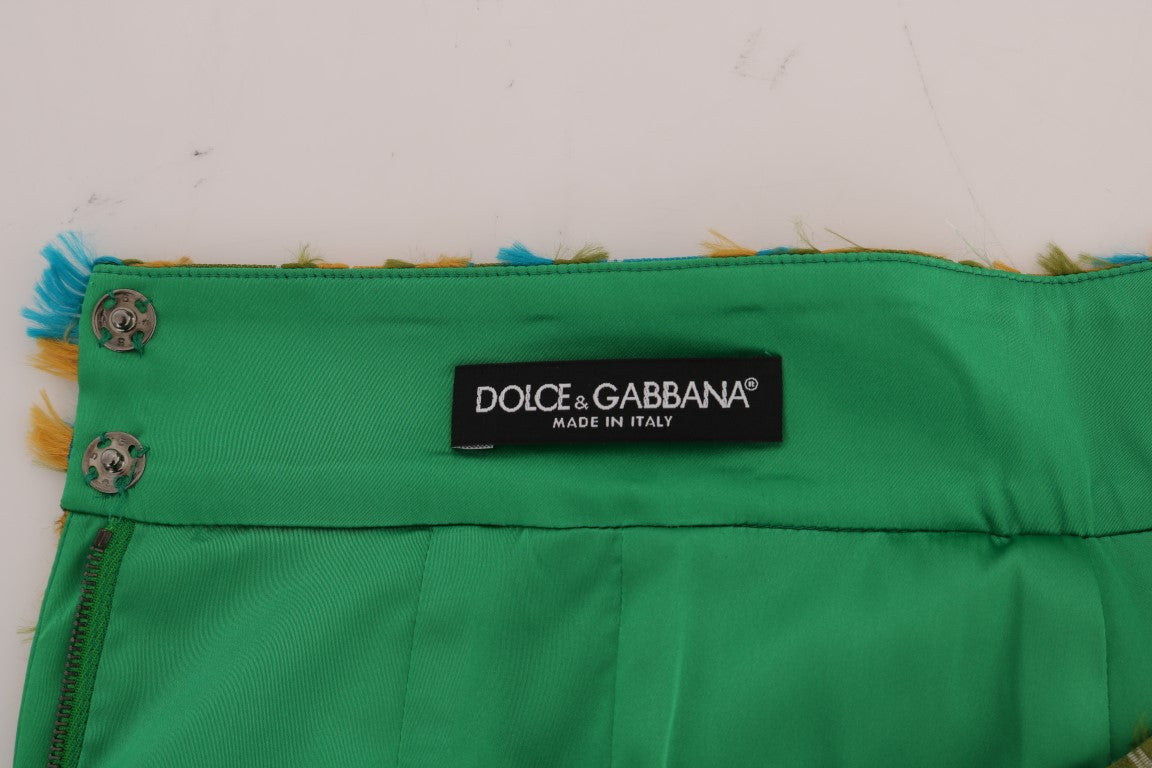 Dolce &amp; Gabbana Jupe taille haute en jacquard vert élégant