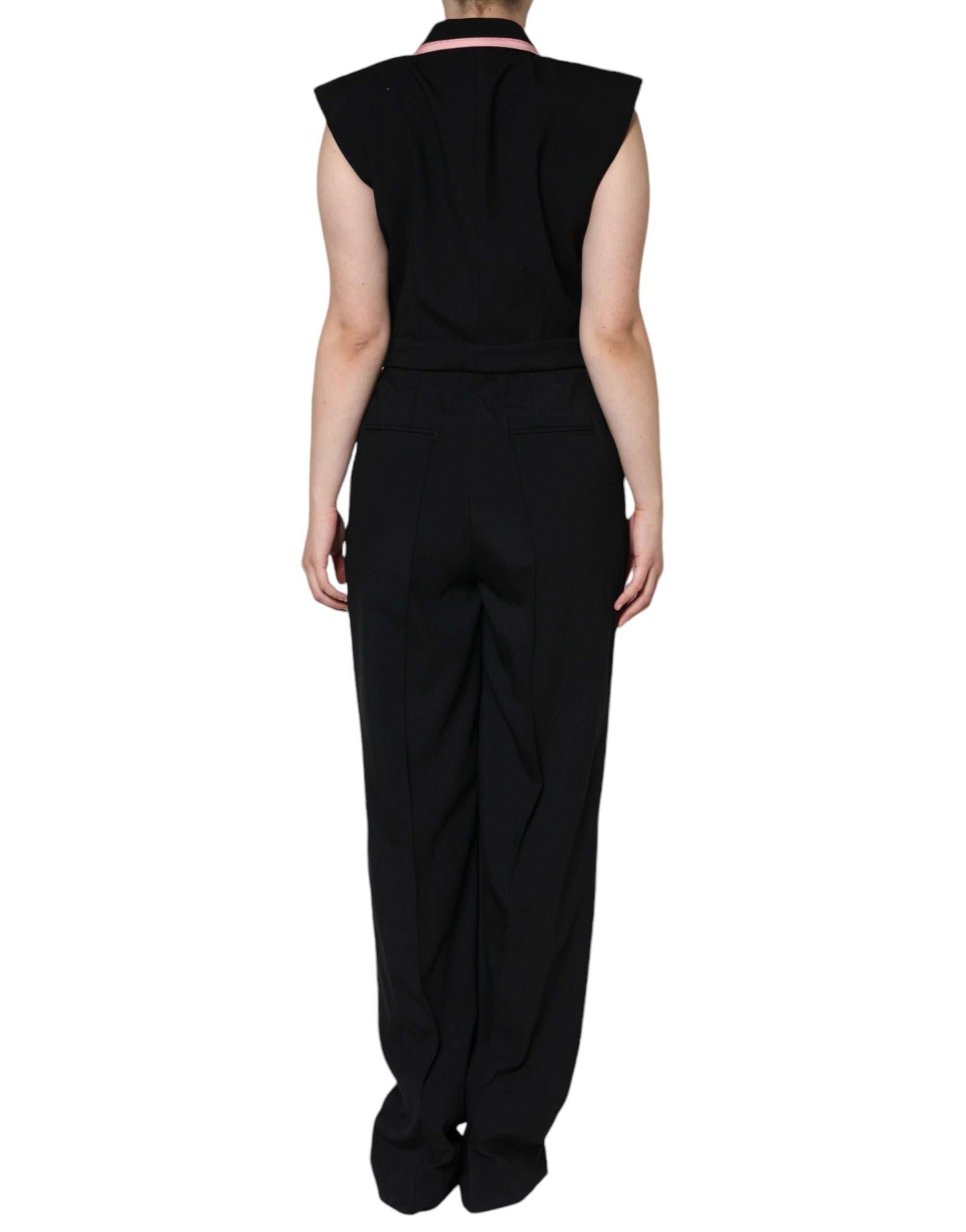 Dolce & Gabbana Black Wool Blend Sleeveless Jumpsuit Dress