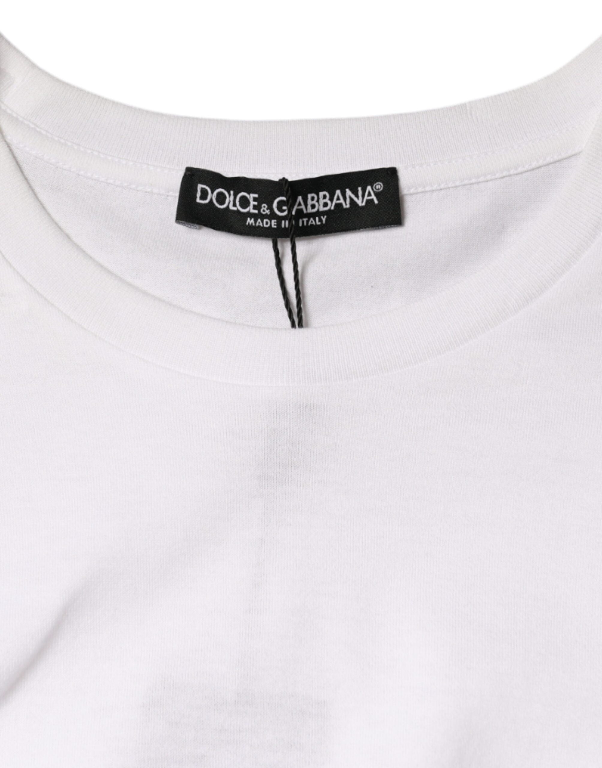 Dolce & Gabbana White Cotton Sleeveless Crew Neck T-shirt