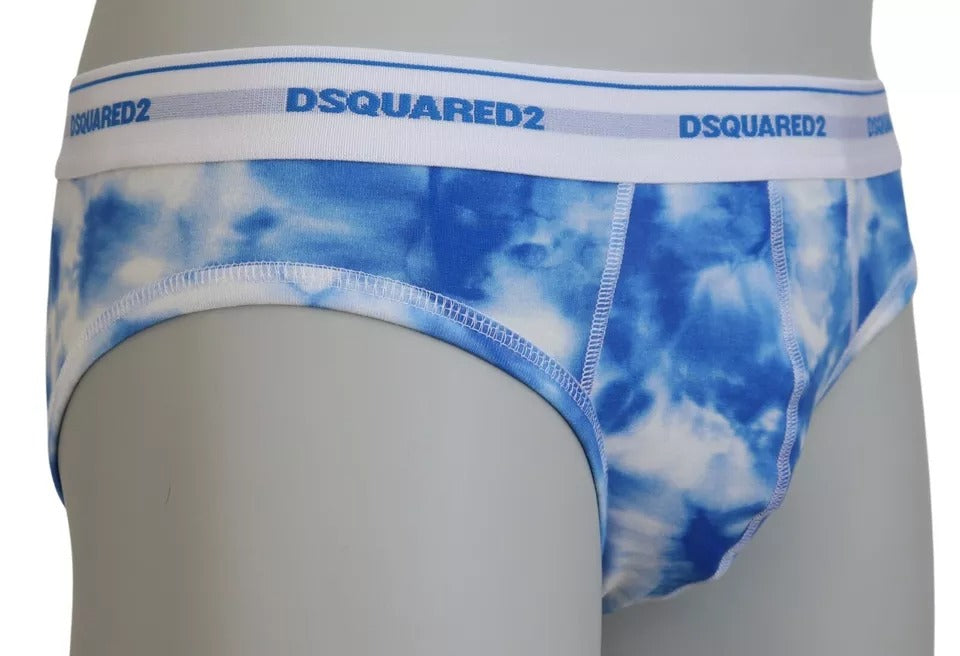 Dsquared² Blue Tie Dye Cotton Stretch Men Brief Underwear